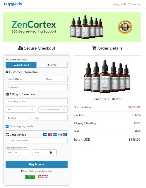 zencortex order page